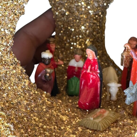 VTG MCM 1950s Diorama Nativity Christmas Styrofoam Ball 3D Jumbo Decor - Picture 8 of 16